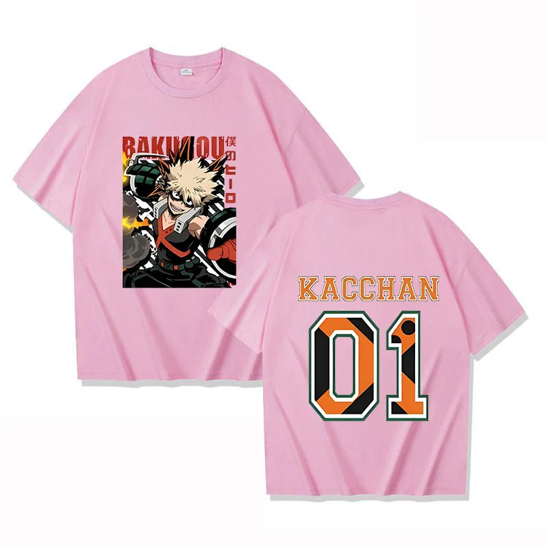 Hot Anime Bakugou Katsuki 01 Printing T-shirt Women Men Fashion Short Sleeve Street Casual Personality Summer T-shirt