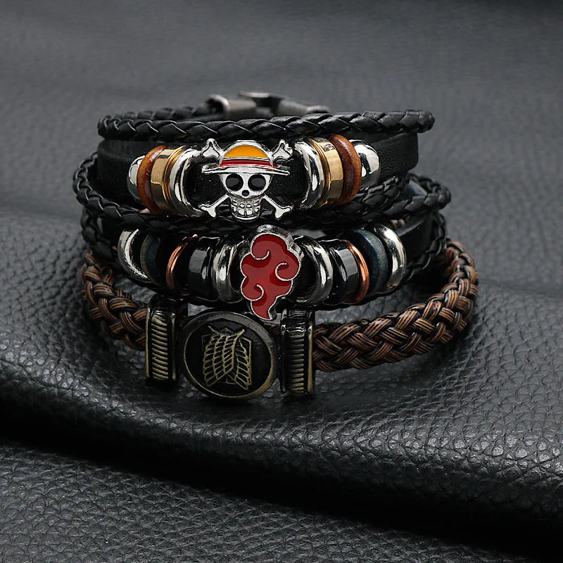 Pulseira De Couro Anime Naruto, attack on titan, one piece 1Pc