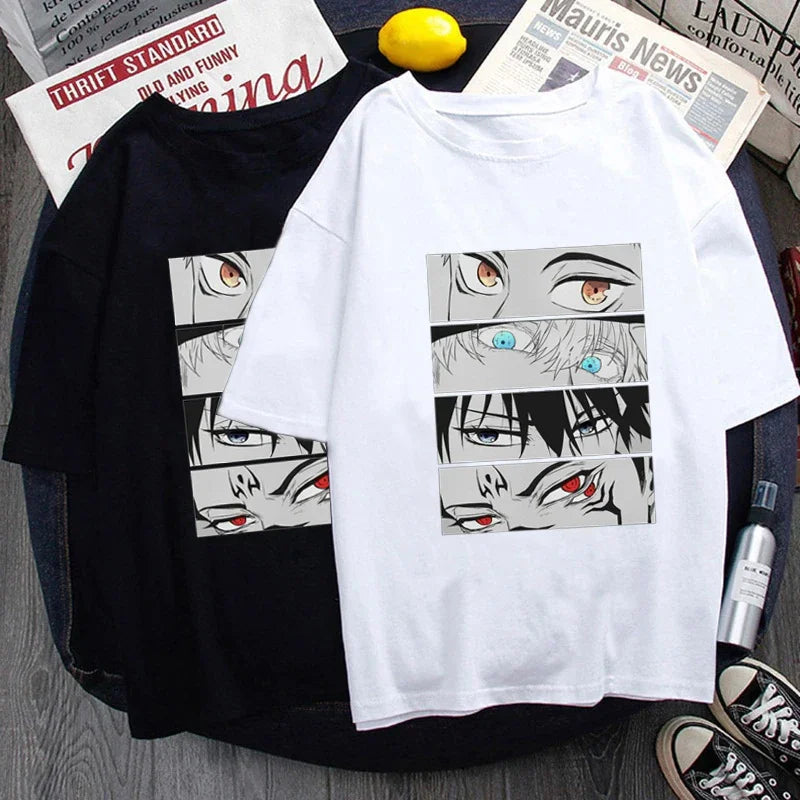 Camiseta casual olhar Gojo/Sukuna/Megumi Anime jujutsu kaisen