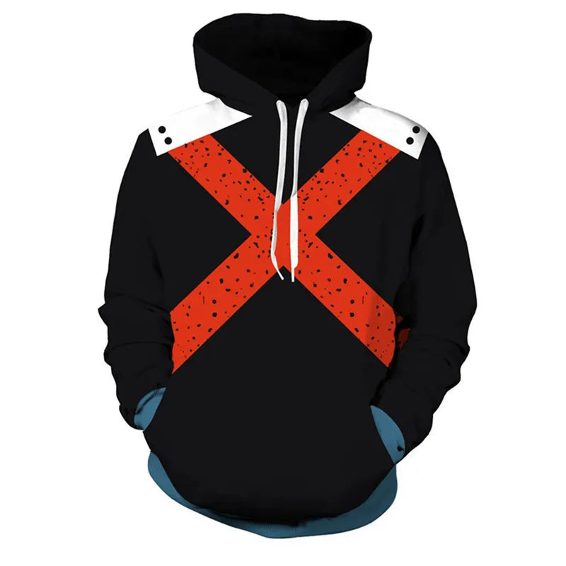 Moletom midoriya izuku, todoroki & bakugou katsu traje com capuz Anime my hero academia