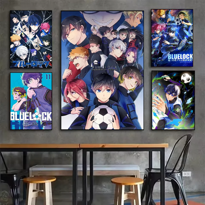 Popular anime japonês azul bloqueio cartaz hd arte pegajosa parede à prova dwaterproof água casa sala de estar quarto barra decoração estética