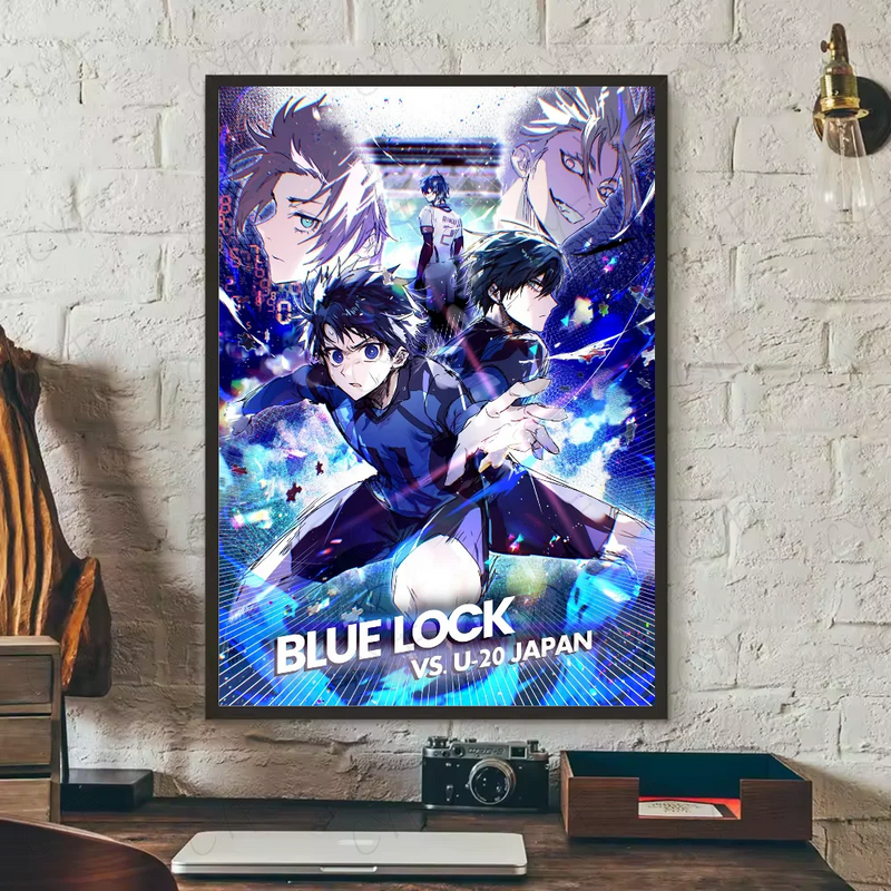Popular anime japonês azul bloqueio cartaz hd arte pegajosa parede à prova dwaterproof água casa sala de estar quarto barra decoração estética