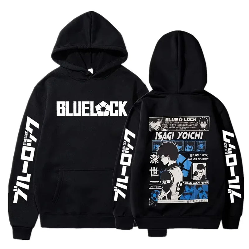 2025 anime azul bloqueio isagi yoichi impresso com capuz das mulheres dos homens mangá quente impresso hoodies streetwear harajuku