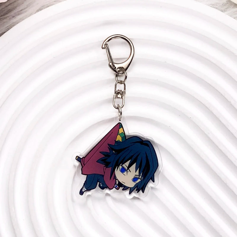 Personagens de anime demon slayer na moda acrílico chaveiro acessórios saco charme criativo mochila pingente chaveiro presentes para amigos