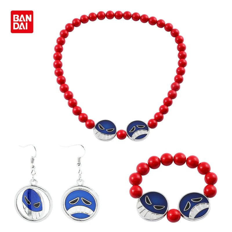 Colar pulseiras e brincos Ace Anime One Piece