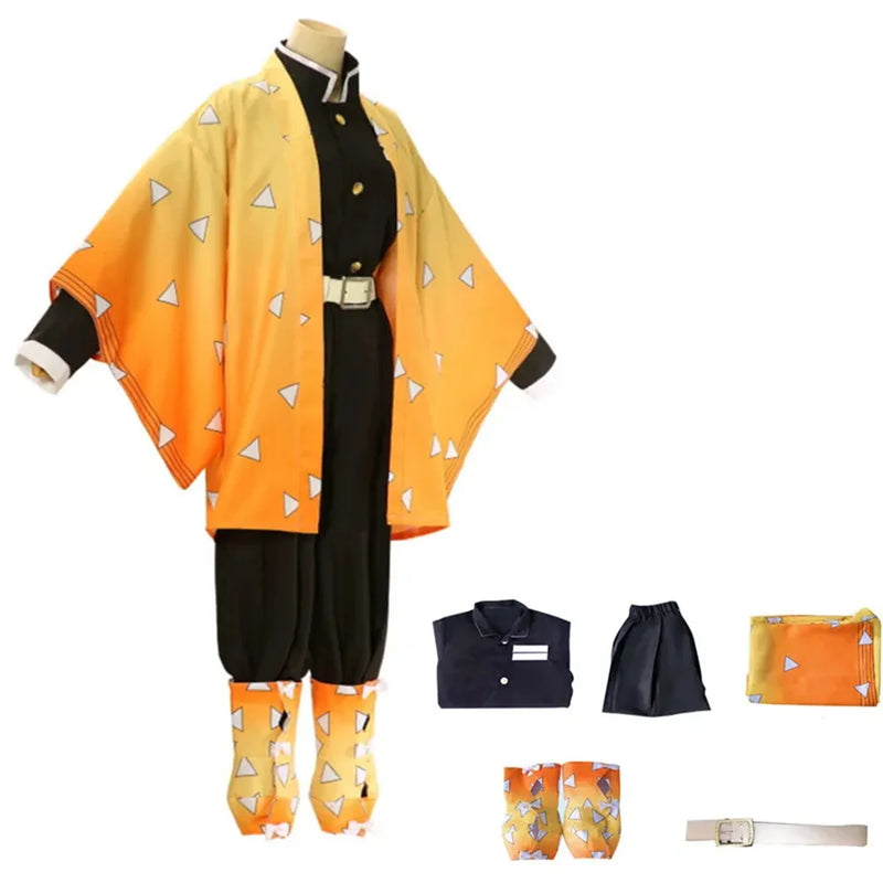 Cosplay zenitsu agatsuma traje feminino Anime demon slayer